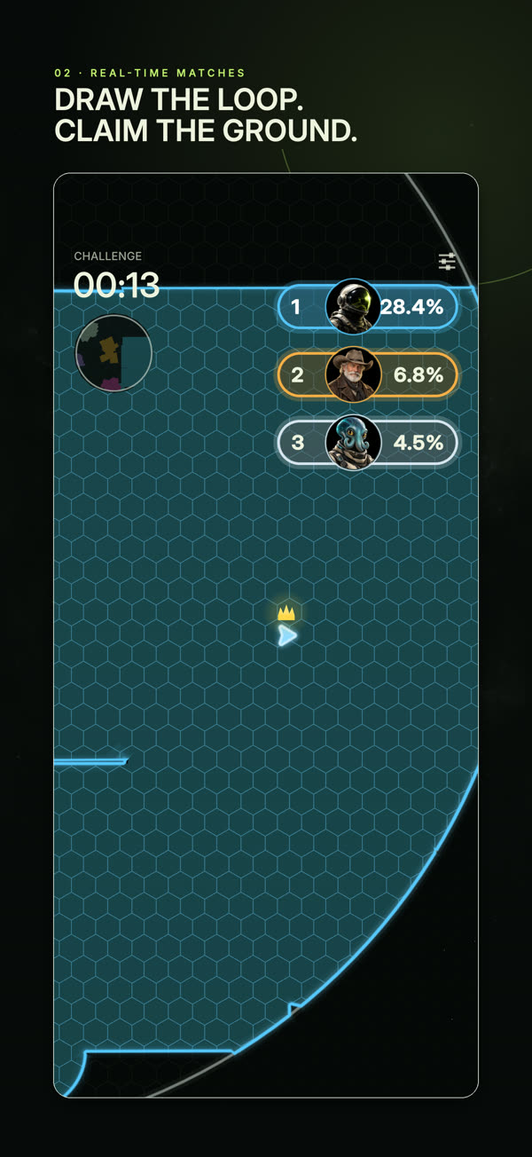 A match in progress: a loop closing to claim ground